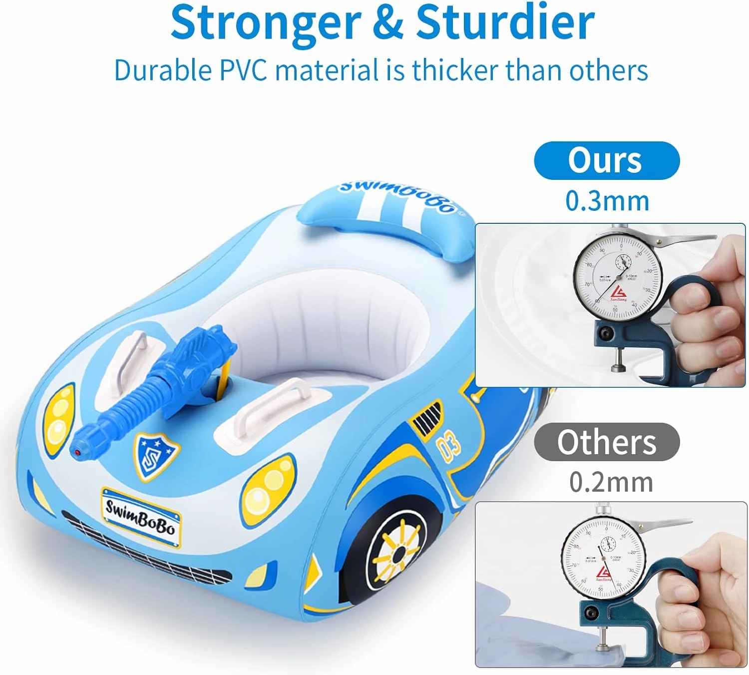 Swimbobo Toddler Pool Float with Seat Boat Inflatable Ride-on Airplane Pirates Sharks Car for Kids Outdoor Toys