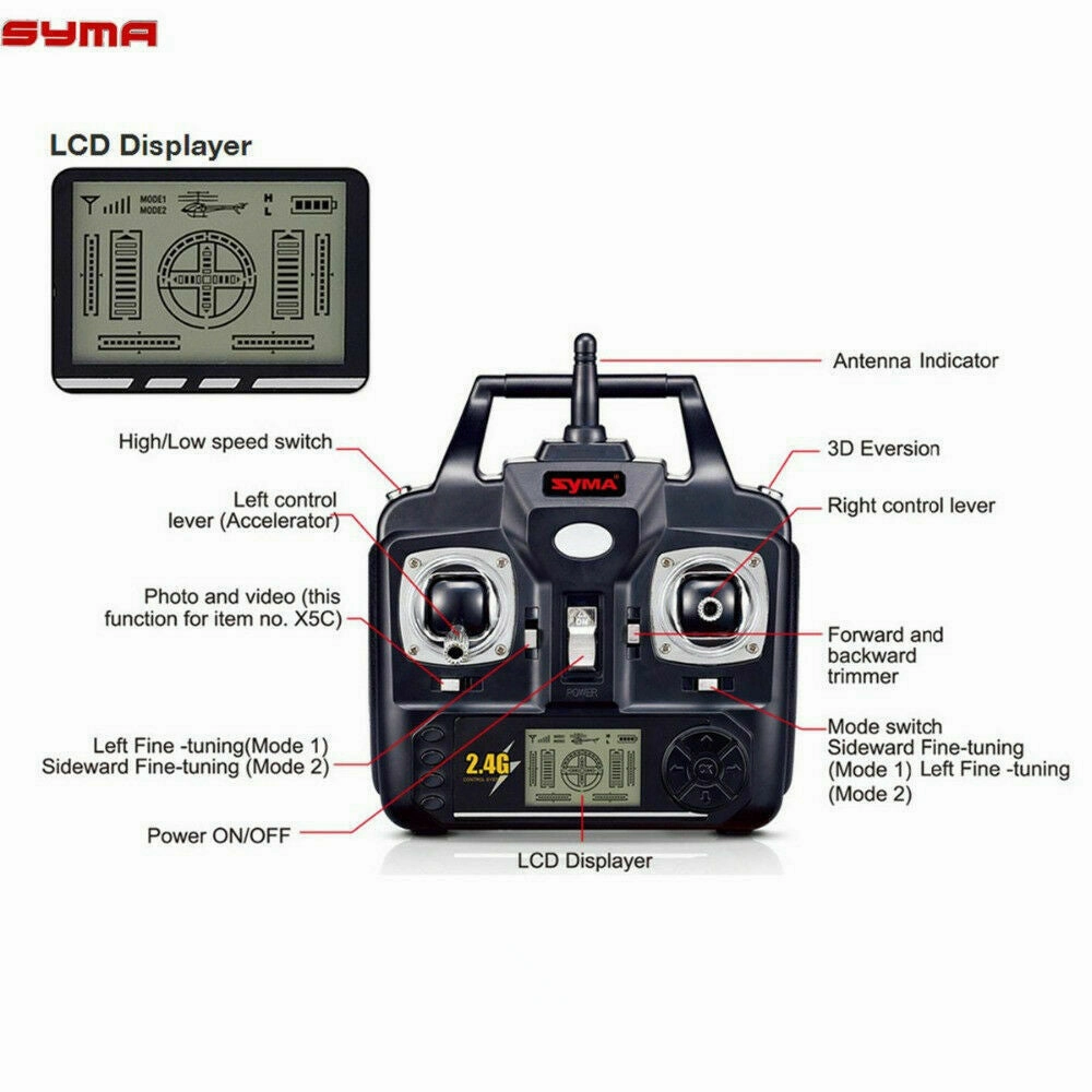 Syma X5SW-V3 Wifi FPV 2.4G 4CH RC Quadcopter Drone HD Camera RTF Black Batteries