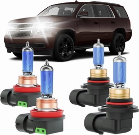 Tahoe/Suburban Halogen Headlight Bulbs Fits For 2007-2020 Chevy Tahoe/Suburban Halogen High Low Beam Combo, Ultra Bright 5000K White Bulbs, 12V-100W, Pack of 4