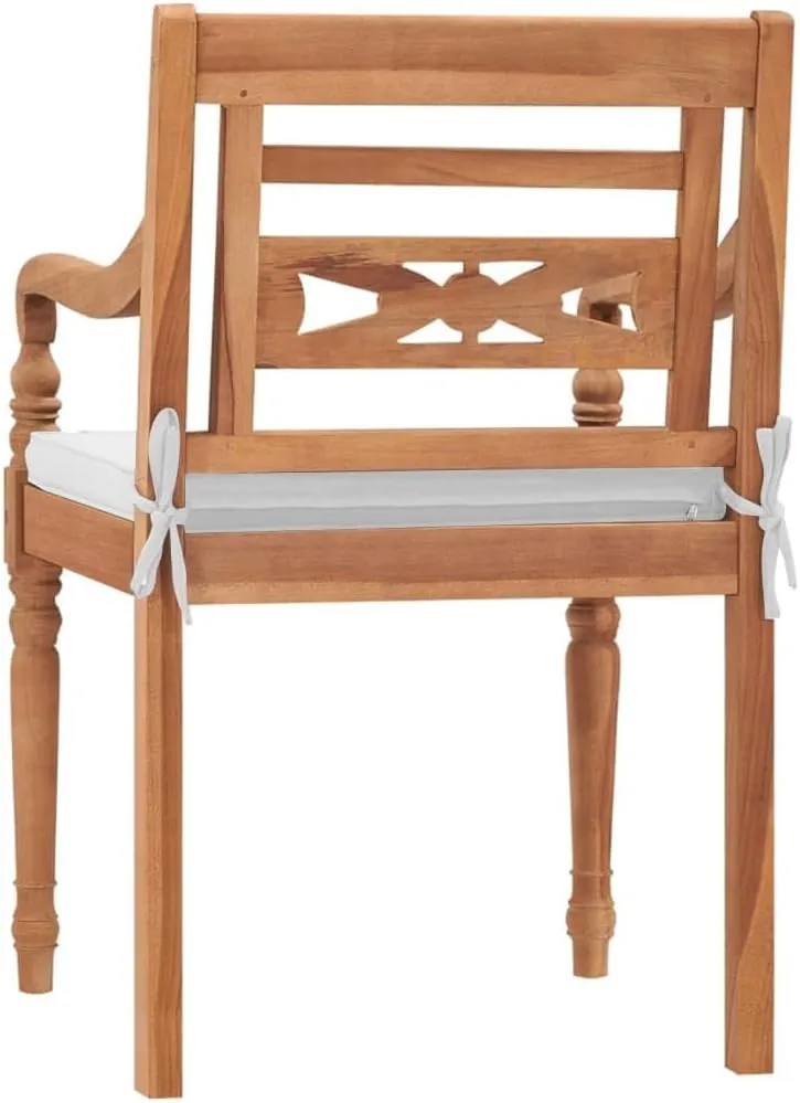 Teak Wood Outdoor Chairs with Cushions 2-Piece Set, Patio Furniture Solid Hardwood Lounge Chairs for Garden Poolside Backyard Dining and Relaxation