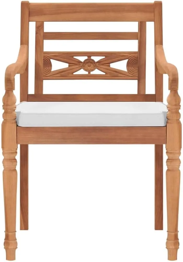 Teak Wood Outdoor Chairs with Cushions 2-Piece Set, Patio Furniture Solid Hardwood Lounge Chairs for Garden Poolside Backyard Dining and Relaxation