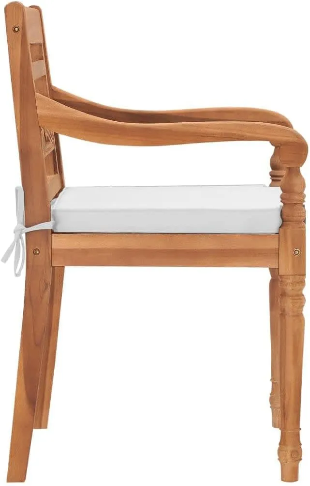 Teak Wood Outdoor Chairs with Cushions 2-Piece Set, Patio Furniture Solid Hardwood Lounge Chairs for Garden Poolside Backyard Dining and Relaxation