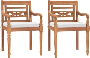 Teak Wood Outdoor Chairs with Cushions 2-Piece Set, Patio Furniture Solid Hardwood Lounge Chairs for Garden Poolside Backyard Dining and Relaxation