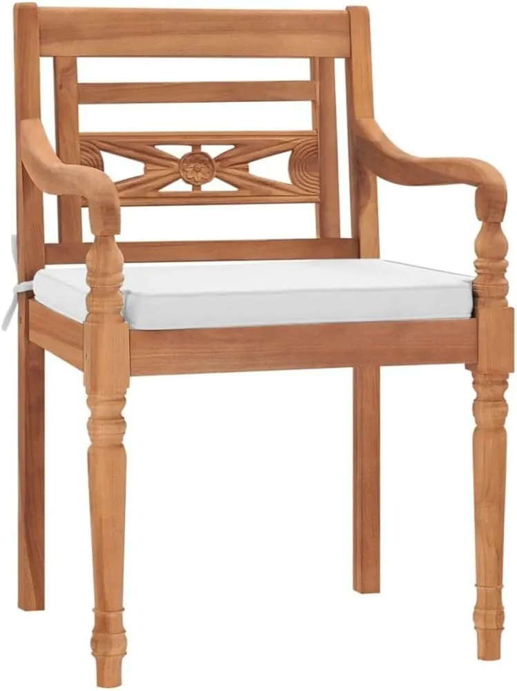 Teak Wood Outdoor Chairs with Cushions 2-Piece Set, Patio Furniture Solid Hardwood Lounge Chairs for Garden Poolside Backyard Dining and Relaxation