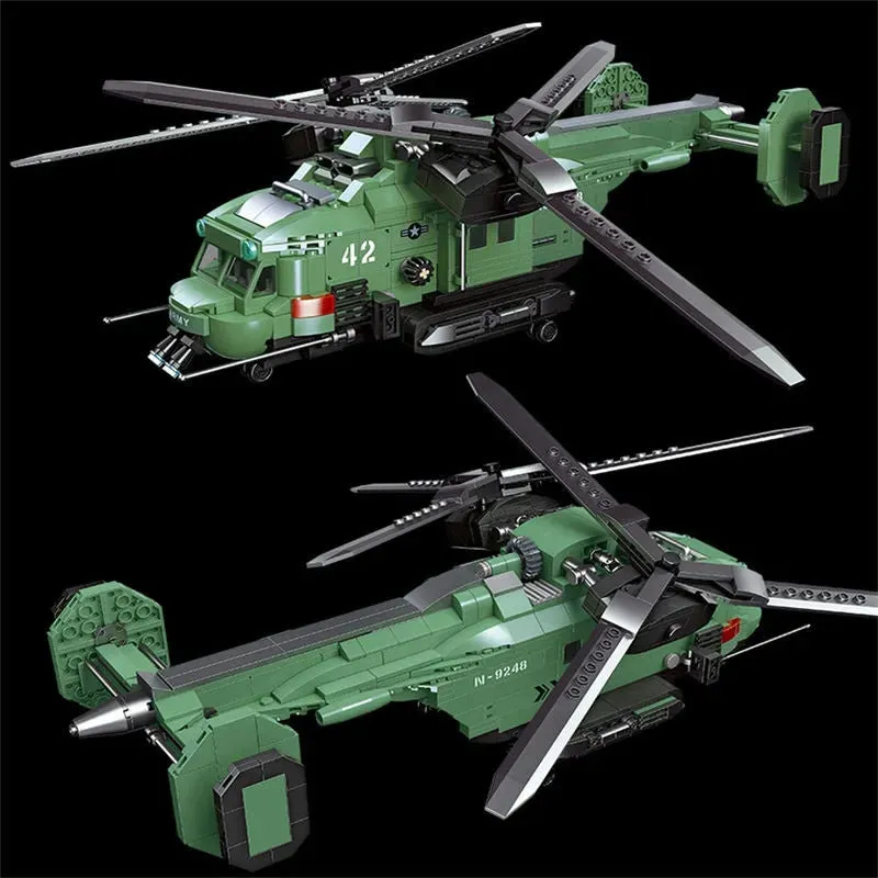 Technical MOC Twin-Rotor Helicopter Bricks Toy 58008