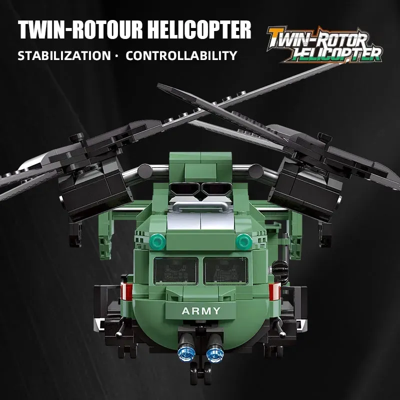 Technical MOC Twin-Rotor Helicopter Bricks Toy 58008