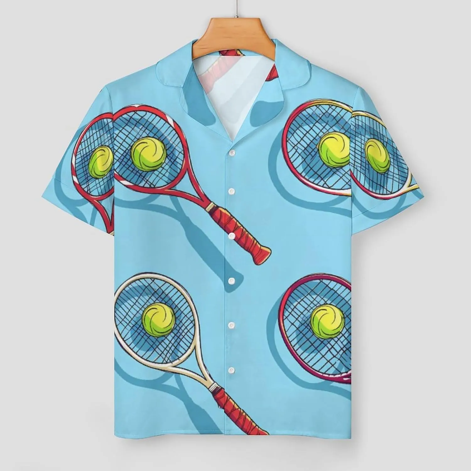 Tennis Ball Racket Sport Women's Satin Pajama Set Short Sleeve Button Down Sleepwear Loungewear Pj Set
