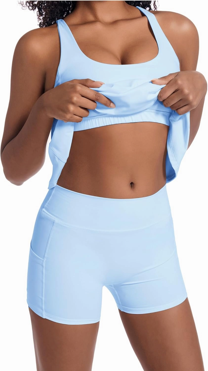 Tennis Dress for Women Workout Dress with Built-in Bra & Shorts Pockets for Athletic Exercise Golf