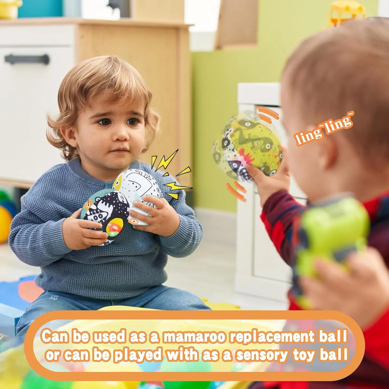 The MamaRoo Replacement Balls (for Mamaroo Swing) Offer More Interaction and Reversible Ball Options to Complement The Multi-Coloured MamaRoo Cradle in a Set of 3 Balls
