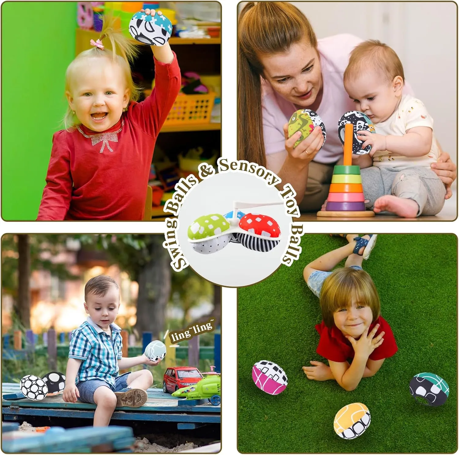 The MamaRoo Replacement Balls (for Mamaroo Swing) Offer More Interaction and Reversible Ball Options to Complement The Multi-Coloured MamaRoo Cradle in a Set of 3 Balls