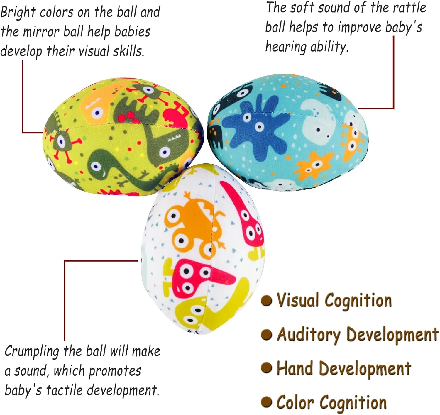 The MamaRoo Replacement Balls (for Mamaroo Swing) Offer More Interaction and Reversible Ball Options to Complement The Multi-Coloured MamaRoo Cradle in a Set of 3 Balls