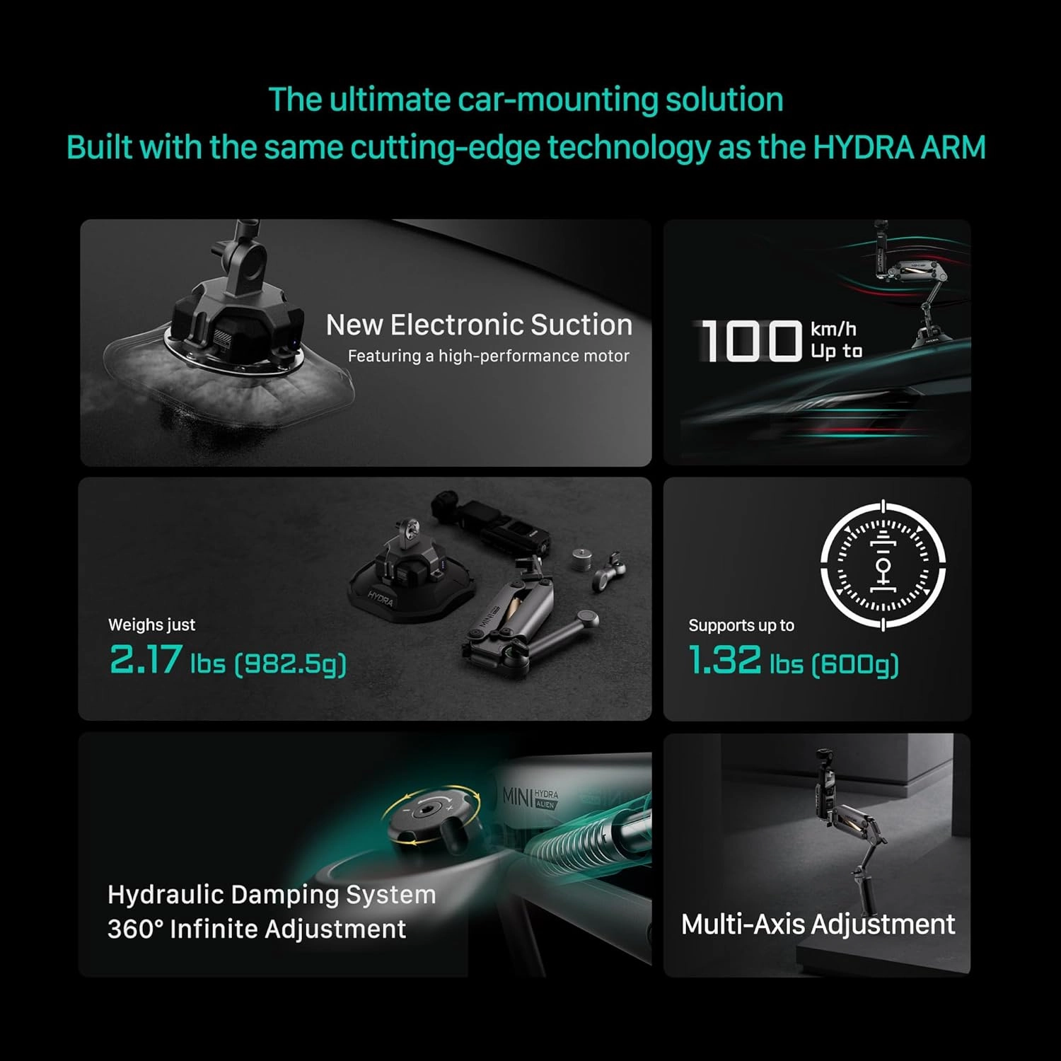 Tilta Hydra Alien Mini Master Kit – Desert Beige | for Vehicle-Mounted Cinematography | Compatible with DJI Action 3/4, Pocket 3, Insta360 X4/X3 | Hydraulic Damping | Shock Absorbers HDA-T15-E-DB