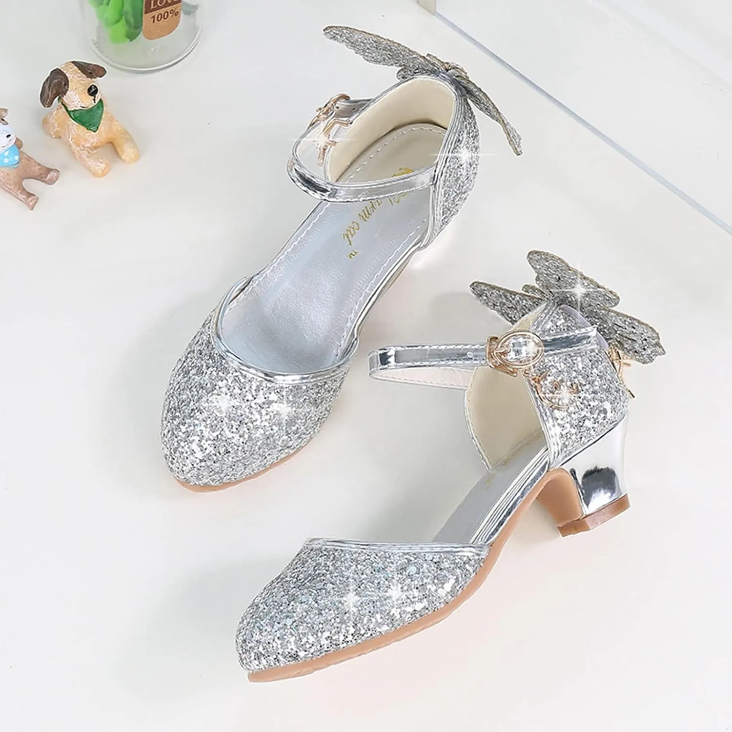 Toddler Girls Cute Butterfly Rhinestone Dress Shoes Wedding Dancing Princess Shoes Sandals