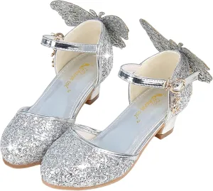 Toddler Girls Cute Butterfly Rhinestone Dress Shoes Wedding Dancing Princess Shoes Sandals