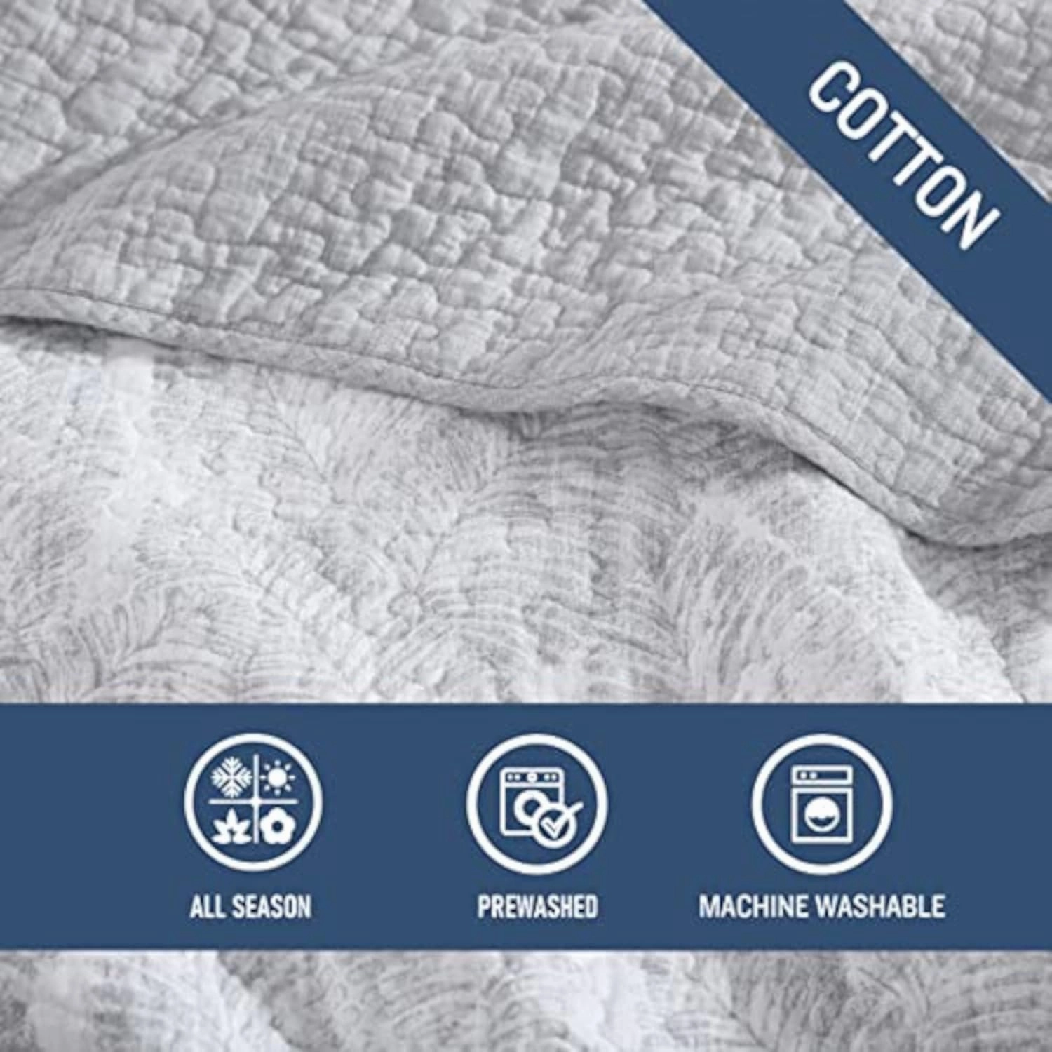 Tommy Bahama - King Quilt Set, Reversible Cotton Bedding with Matching Shams, Pre-Washed for Added Softness (Distressed Water Leaves Grey, King), Grey/White