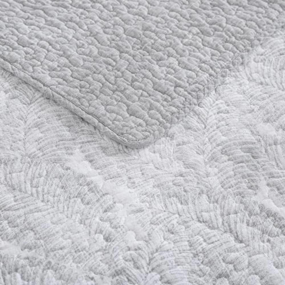 Tommy Bahama - King Quilt Set, Reversible Cotton Bedding with Matching Shams, Pre-Washed for Added Softness (Distressed Water Leaves Grey, King), Grey/White