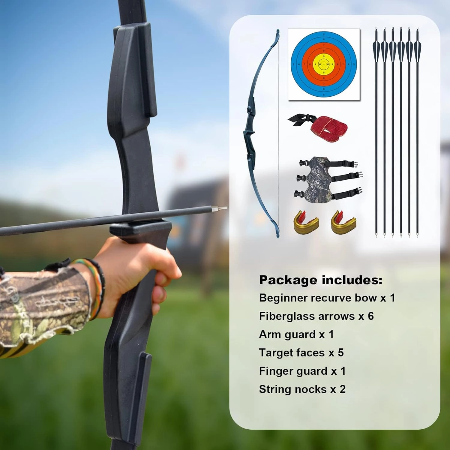 Tongtu Recurve Bow Right and Left Handed,Takedown Bow and Arrows for Adult & Youth Beginner 30lb 40lb Traditional Archery Bows Set with 6pcs Arrows…