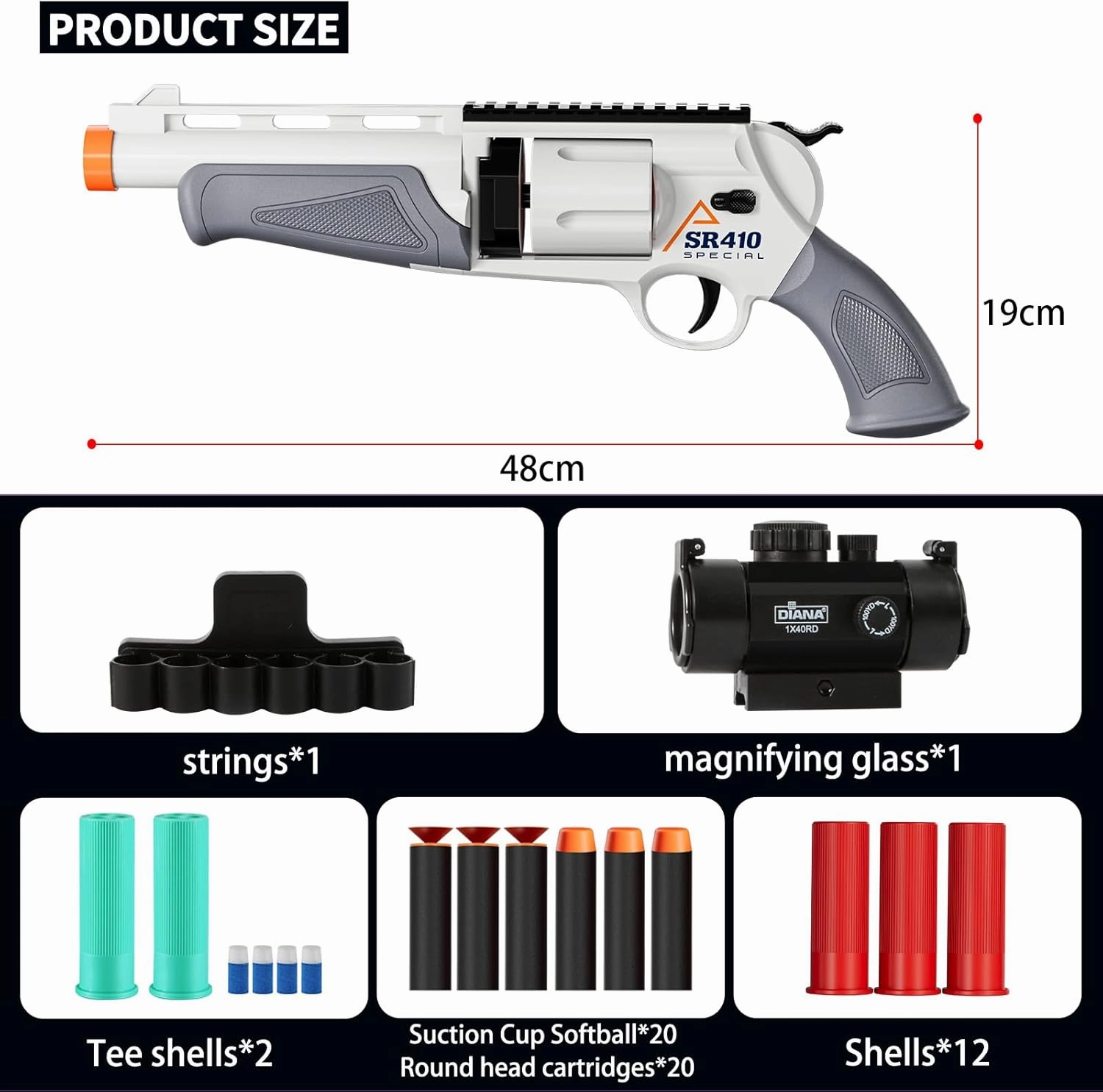 Toy Guns for Boys, Shotgun Foam Blaster, Enhanced Revolver Children Outdoor CS Soft Bullet Toy Rifle, Birthday Xmas Gift for Kids Age 8 (Grizzly)
