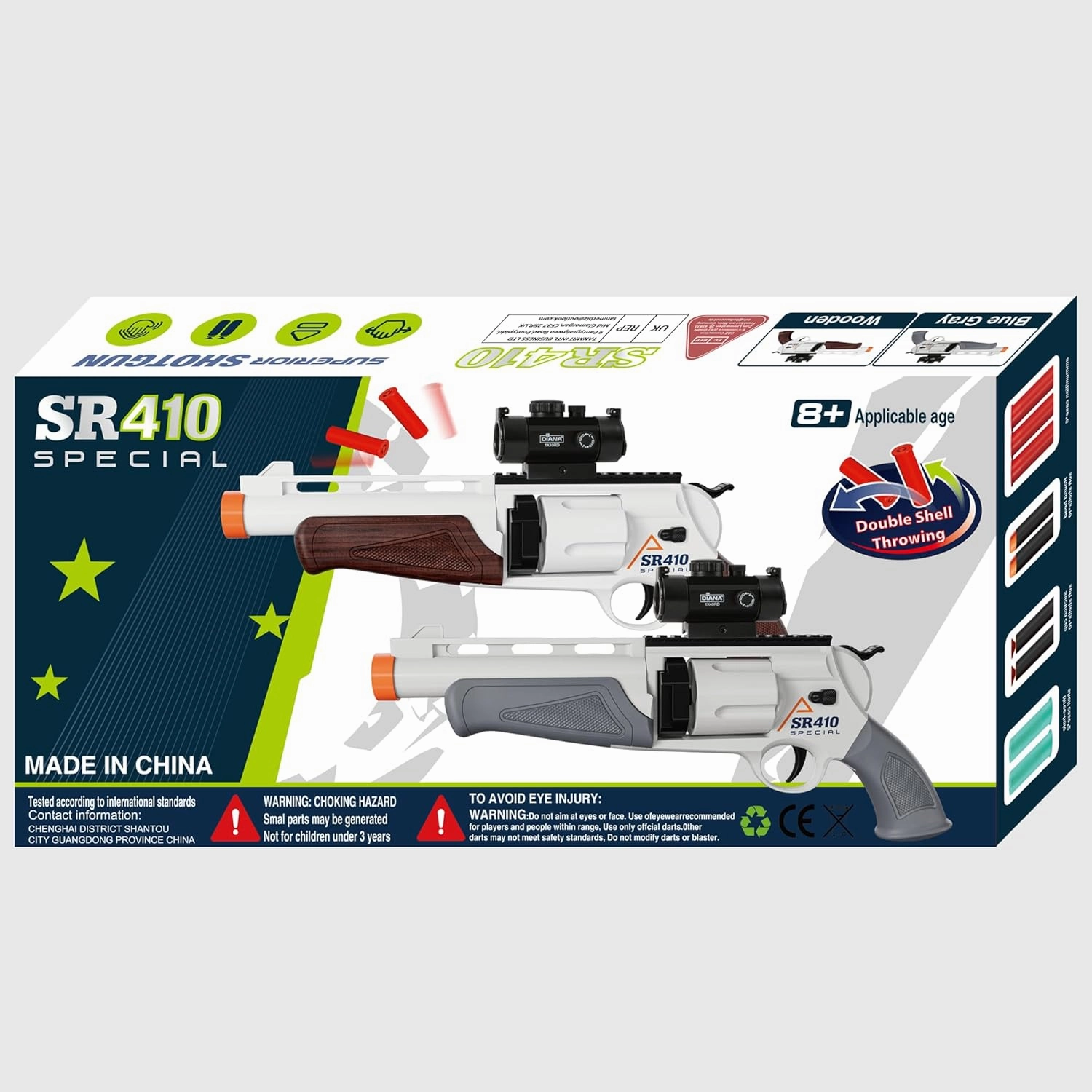 Toy Guns for Boys, Shotgun Foam Blaster, Enhanced Revolver Children Outdoor CS Soft Bullet Toy Rifle, Birthday Xmas Gift for Kids Age 8 (Grizzly)