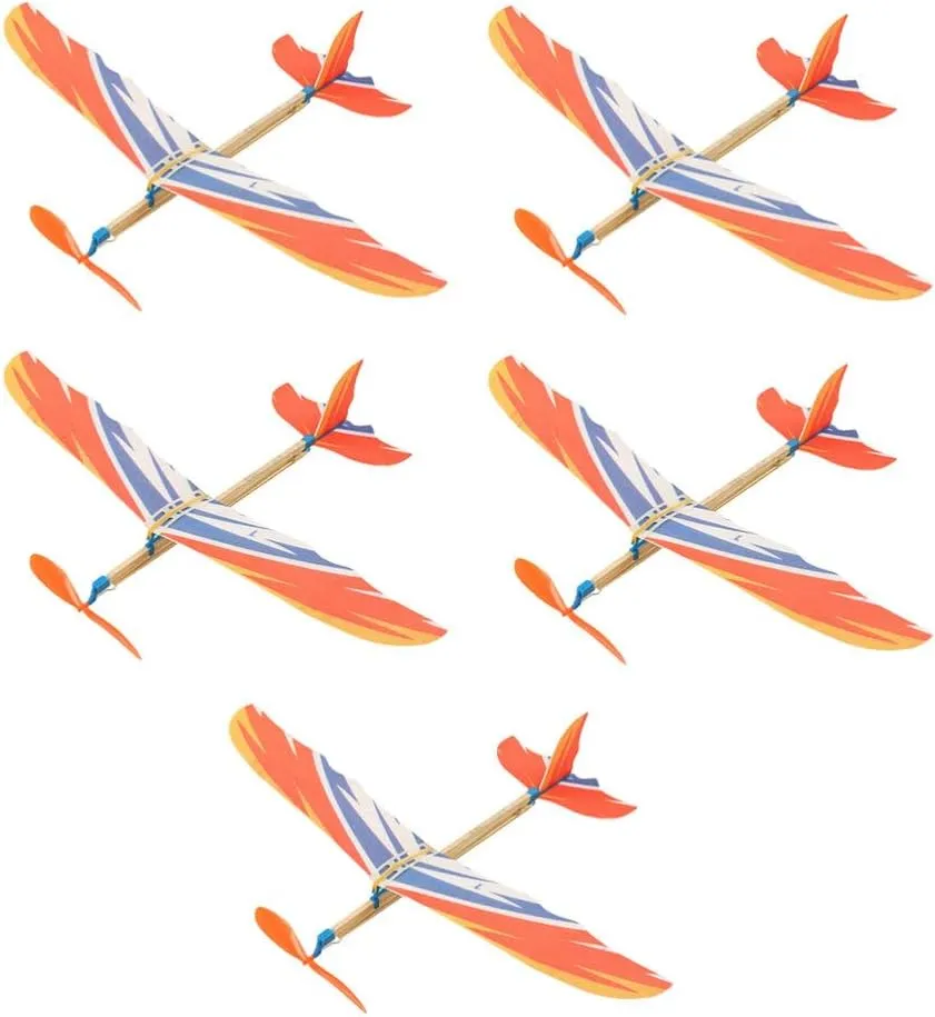 TOYANDONA 5Pcs Rubber Band Powered Aircraft Airplane Model Creative Helicopter for Kids Throwing Glider Airplane Toy for Birthday Party Favor Prize Reward (Random Pattern)