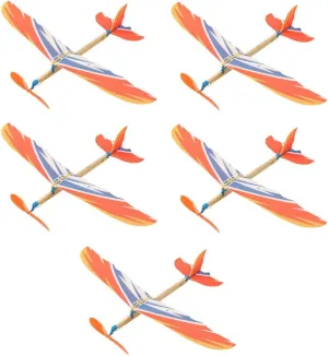 TOYANDONA 5Pcs Rubber Band Powered Aircraft Airplane Model Creative Helicopter for Kids Throwing Glider Airplane Toy for Birthday Party Favor Prize Reward (Random Pattern)