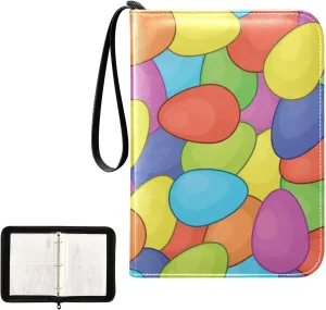 Trading Card Binder with Sleeves Bright Colorful Easter Eggs C4 Pocket Card Binder PU Card Collection Binder 400 Cards Holder Collector Album