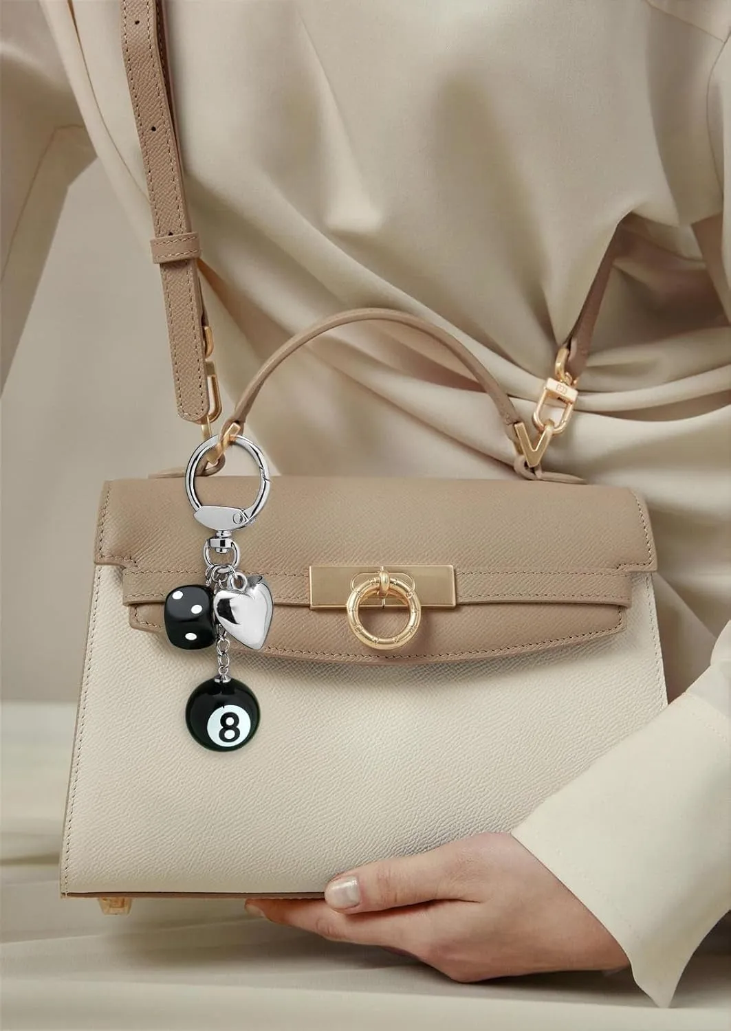 Trendy Keychians for Women Gold Bag Heart Charms Key Chain Purse Cute Charms Cherry Car Key Pendant Accessories