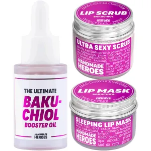Trio Bakuchiol Face Bundle - Bakuchiol Face Oil, Lip Scrub and Mask