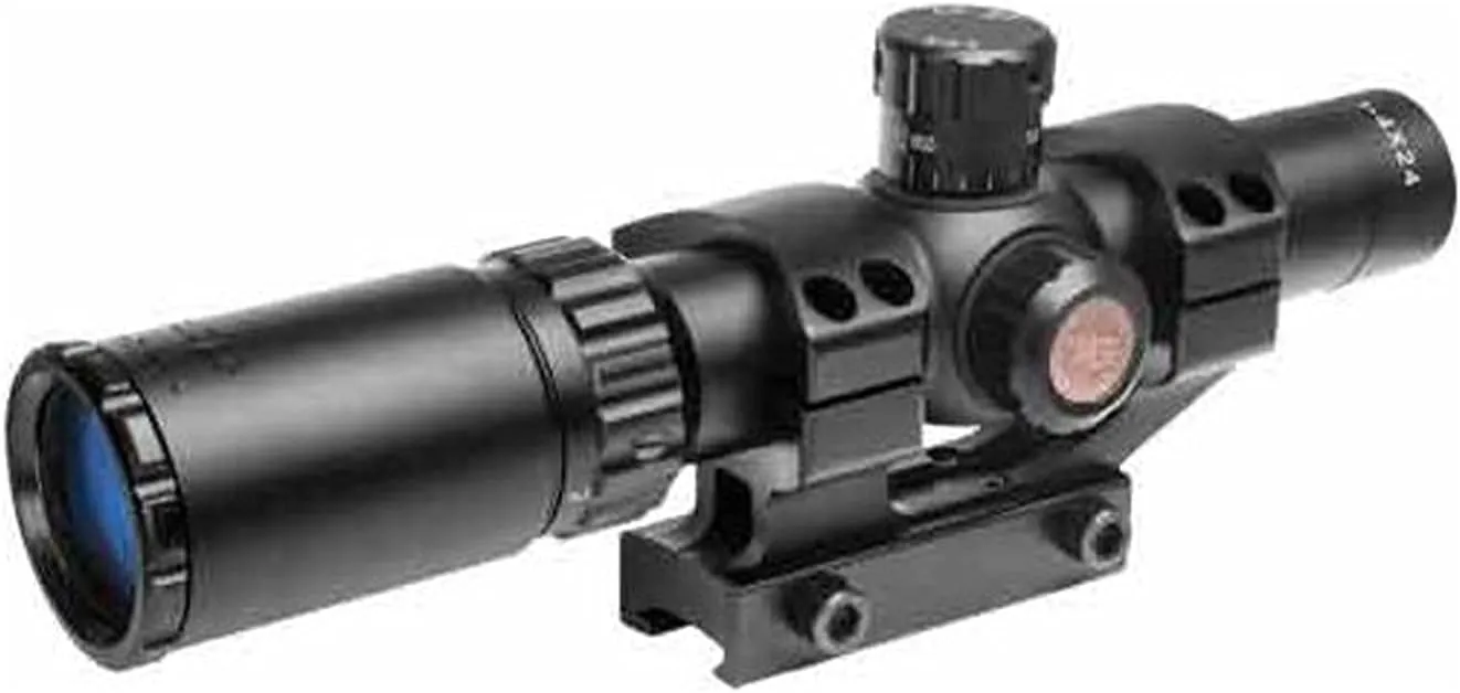 TRUGLO TRU-Brite 30 Series 1-6 X 24mm Dual-Color Illuminated Power Ring Duplex MIL-DOT Reticle Gun Scope with Mount, Matte Black, TG8516TL