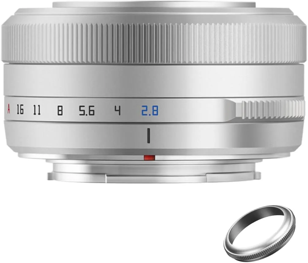 TTartisan 27mm F2.8 Autofocus Lens, Compatible with Fuji X-Mount Cameras XS10 X-A5 X-A7 X-M1 X-M2 X-E4 X-T1 X-T10 X-T2 X-T20 X-T3 X-T4 X-T100 X-T200 X-T30 X-Pro1 X-Pro2 X-Pro3 X-E1 (Silver)