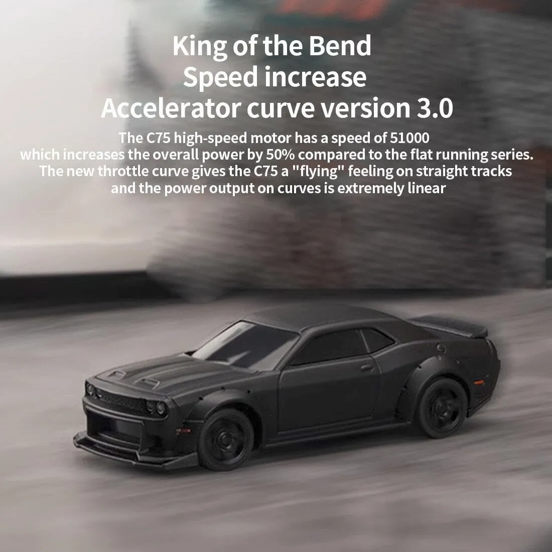 Turbo Drift RC Racing Car, C75 1/76 2.4G RC 3CH Electric Rear-Drive 4WD High Speed Sport Car Remote Control All Terrain Racing Car Toy Gifts for Beginner Boys Adults - RTR Version