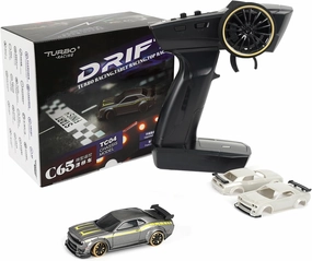 Turbo Racing 1:76 Scale RC Drift Car, Table Racing 2.4GHZ Remote Control Mini Model Car with Gyro Full Proportional RTR for Adults Toys (C65)