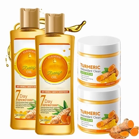 Turmeric Massage Oil And Turmeric Scrub, Exfoliating Lemon Body Scrub, Honey Shower Body Oil, Suitable For All Skin Types (2)