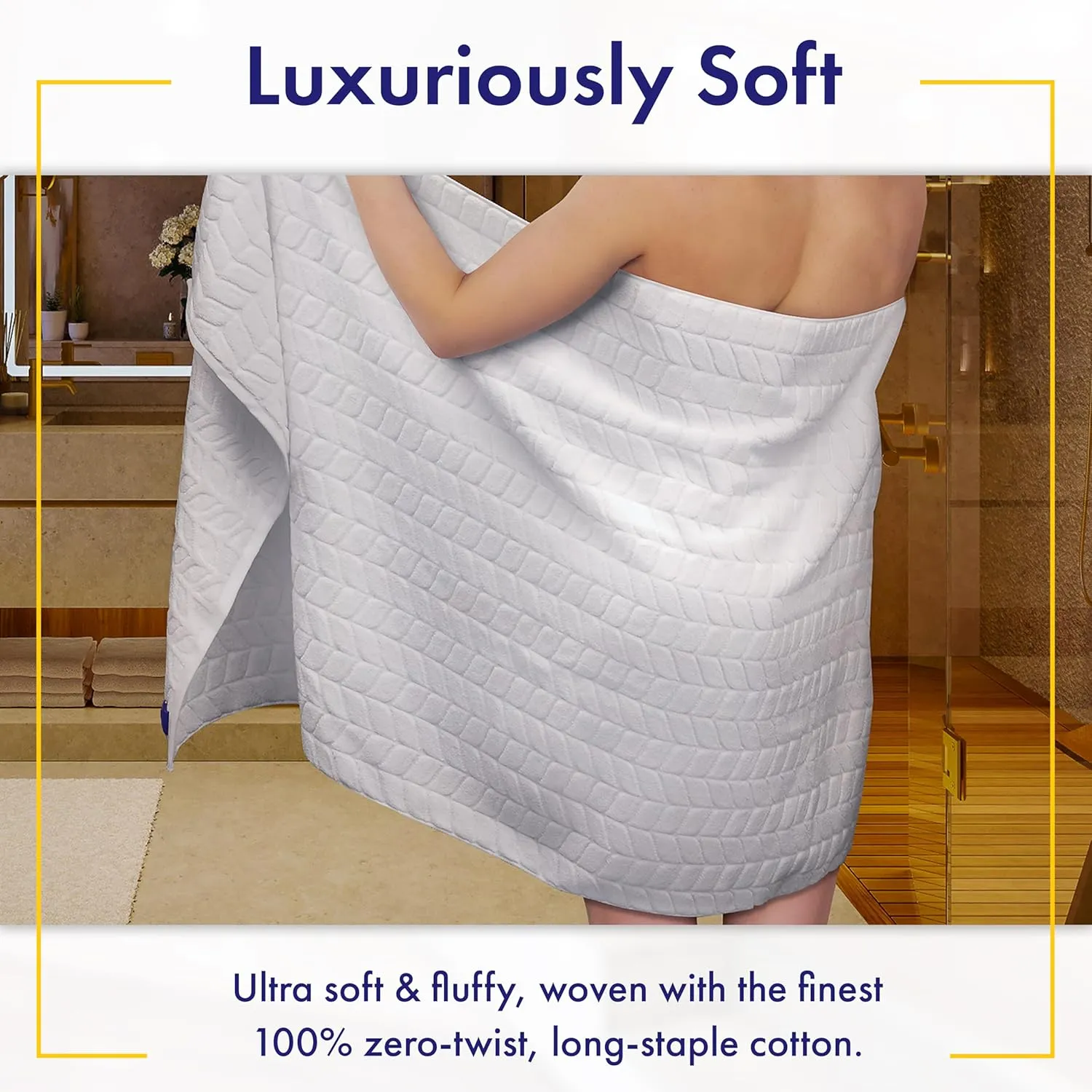 Ultra Soft & Stylish 700 GSM Luxury Bath Towels - 100% Zero-Twist, Long-Staple Cotton - Remarkably Absorbent & Quick Drying - 6 Piece Towel Set (White)