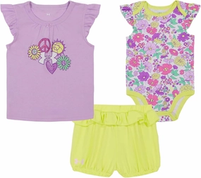 Under Armour UA DAISY 3PC SHORT SET, PURPLE ACE DAISY, 24 Months