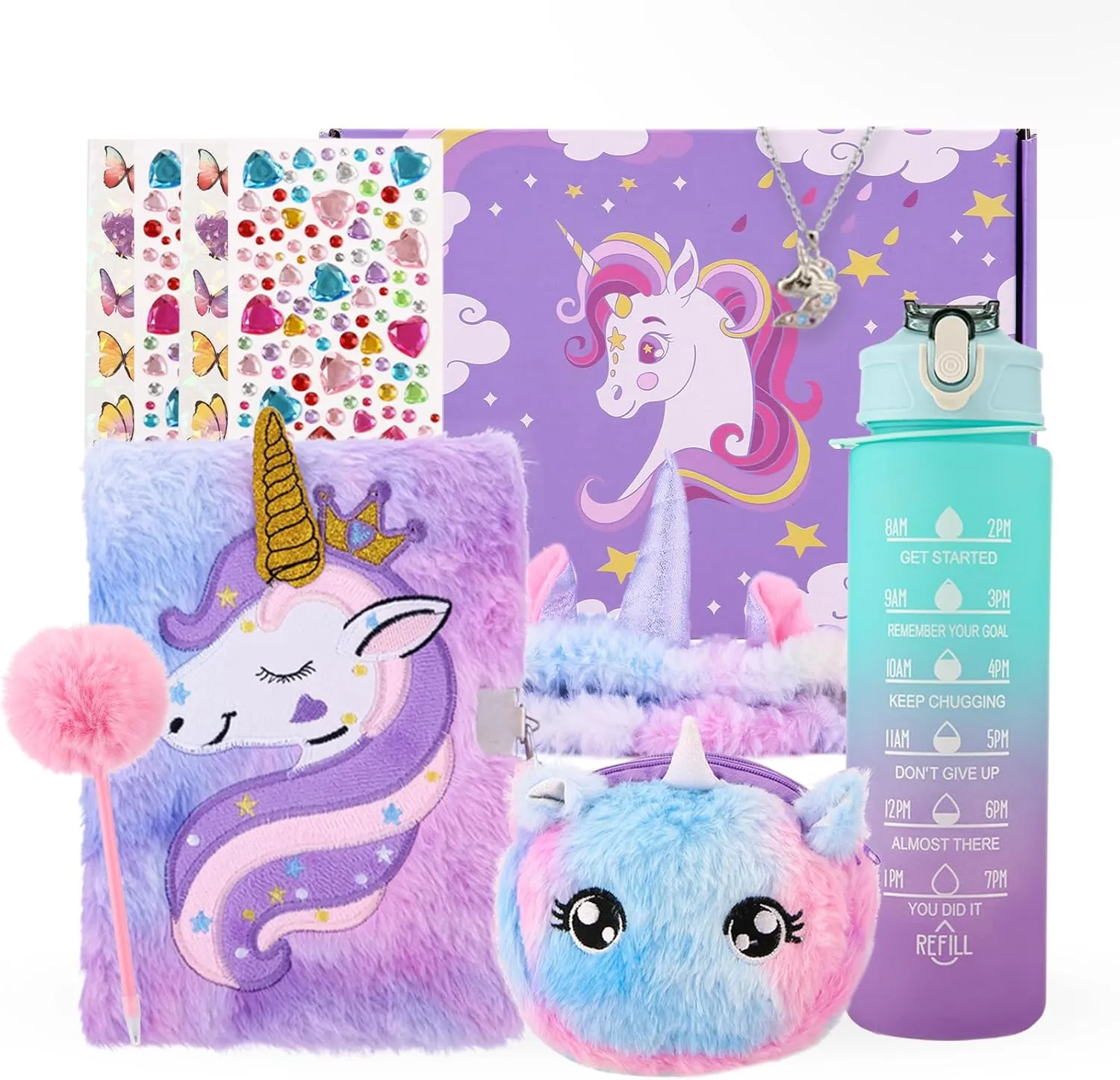 Unicorn Gifts Set for Girls Kids - Christmas/Birthday Gift Box, Age 6-12 - Unicorn Diary/Water Bottle, Girl Toys
