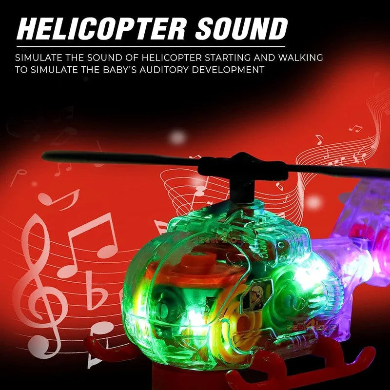 Universal Transparent Gear Helicopter Toy with Music & Light (3-6 Years)
