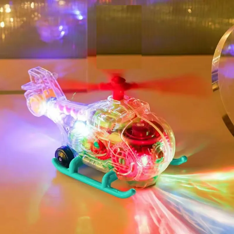 Universal Transparent Gear Helicopter Toy with Music & Light (3-6 Years)