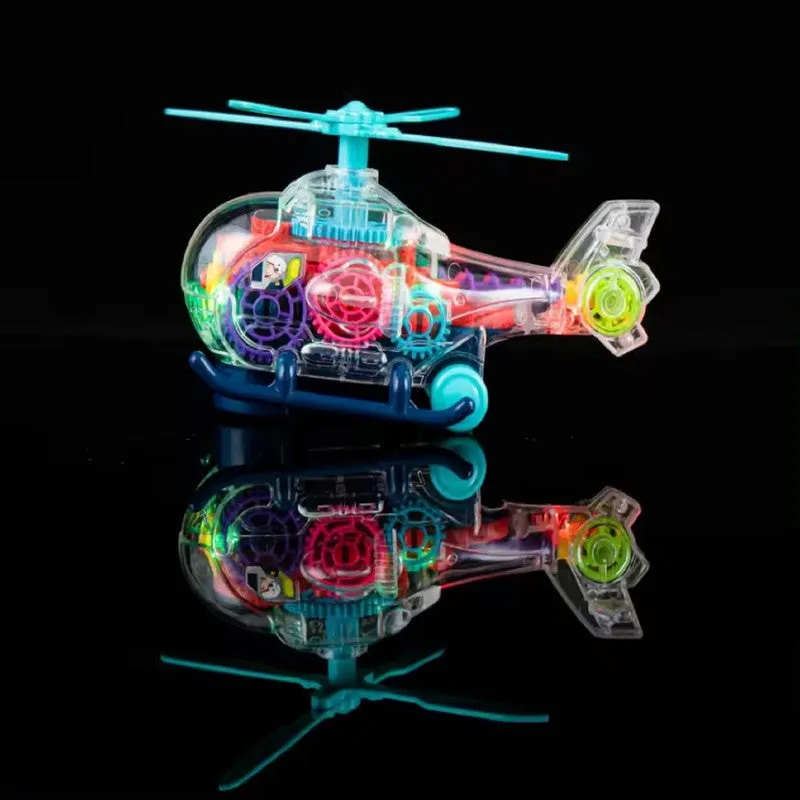 Universal Transparent Gear Helicopter Toy with Music & Light (3-6 Years)