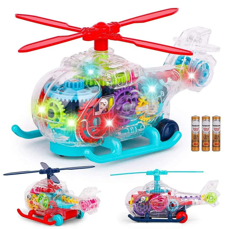 Universal Transparent Gear Helicopter Toy with Music & Light (3-6 Years)