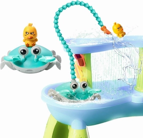 Upgraded Water Table Pump, Crab Battery Powered Water Pump for Water Table, IP67 Waterproof 6 Hours Non-Stop Fun Summer Outdoor Water Toys Outside Water Play Table Accessories for Kids