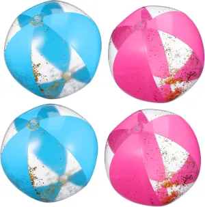 UPKOCH 4pcs Inflatable Sequin Beach Balls Shiny Glitter for Summer Pool Parties Volleyball and Soccer Games Safe Material Easy Setup for Outdoor Fun