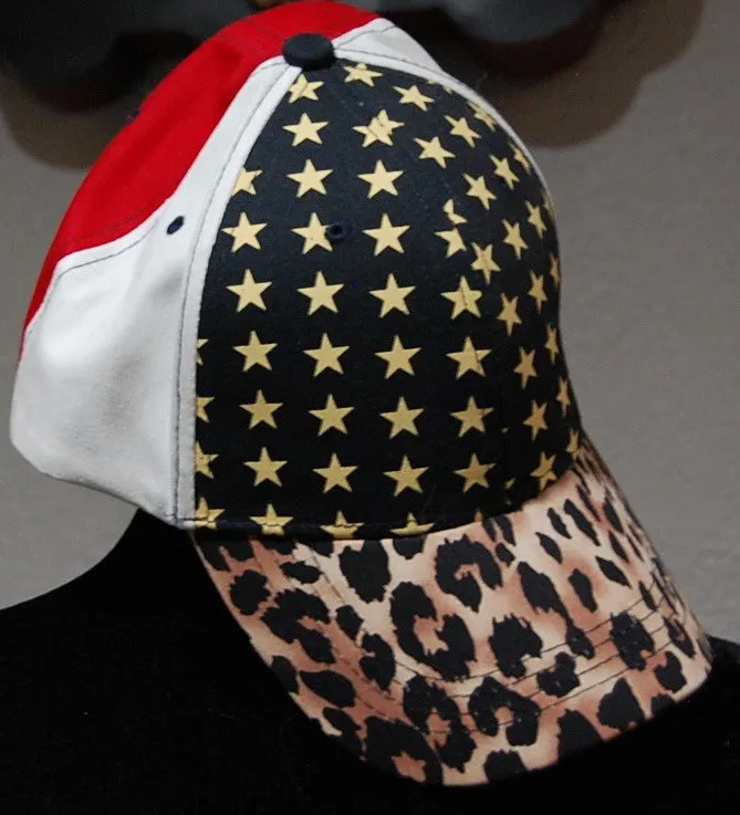 USA/leopard women's ball cap
