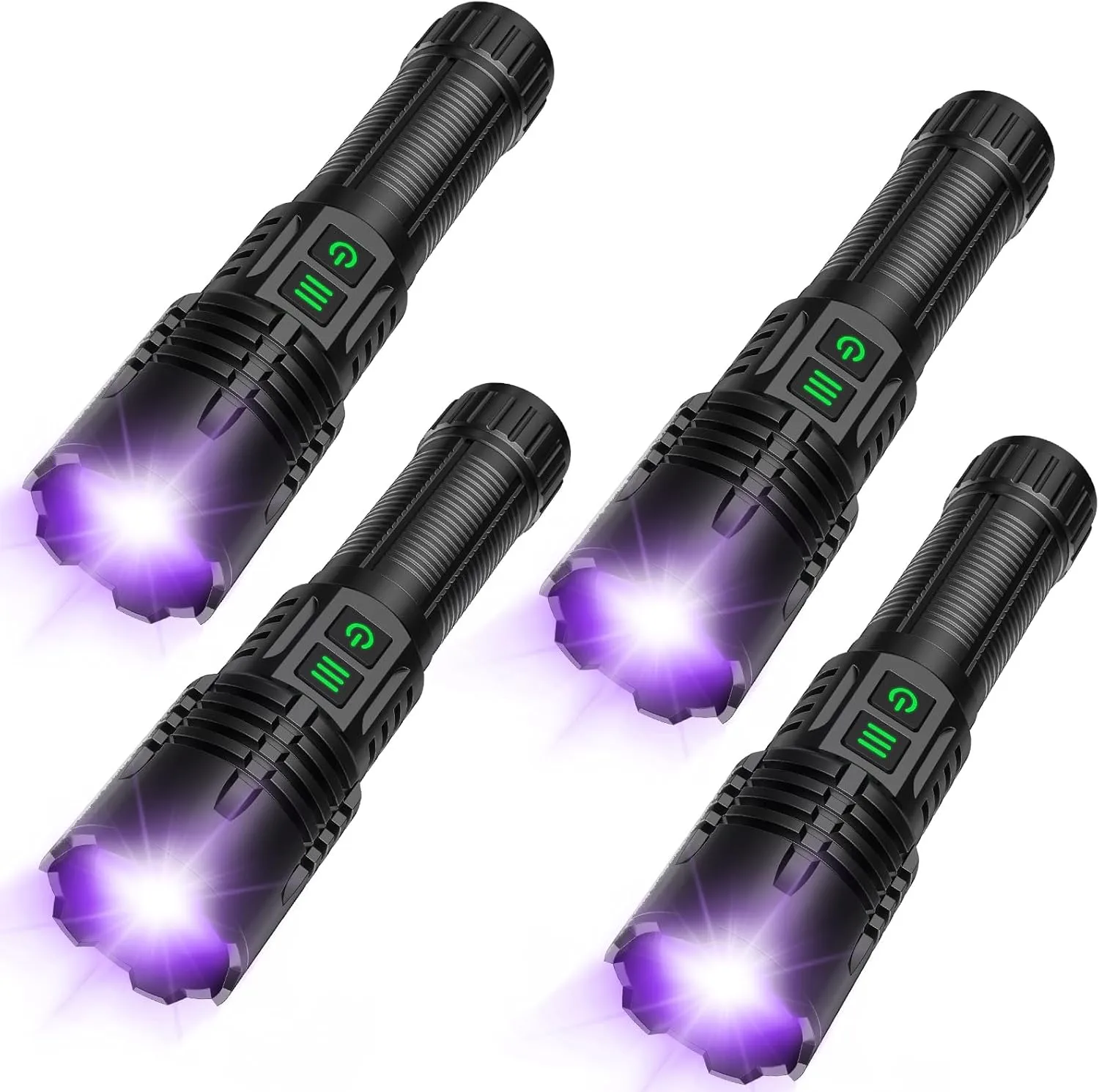 UV&High Lumens Flashlight Rechargeable, 2-in-1 Powerful Blacklight LED Flashlight Tactical 6 Modes Super Bright Waterproof Zoomable Detector for Pet Urine Curing Resin Camping Emergencies