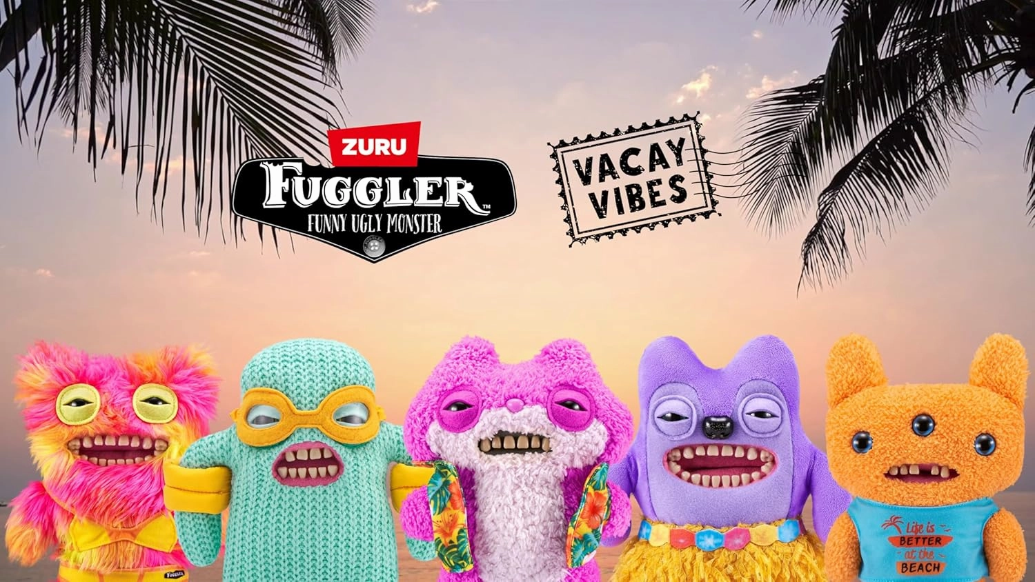 Vacay Vibes by ZURU, Funny Ugly Monster, Plush, Collectible, Toy (Greedy Grinner - Purple)