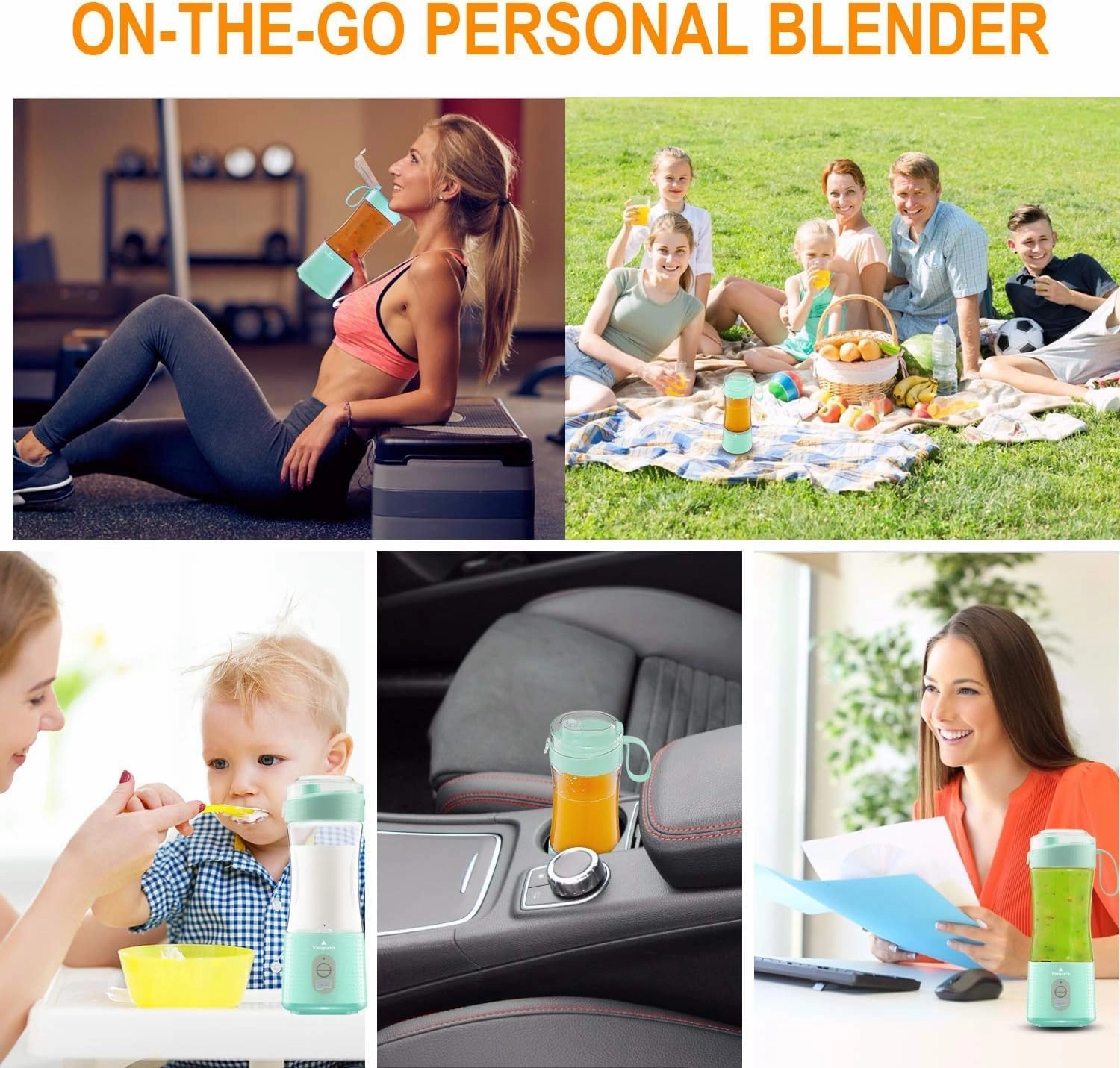 Vaeqozva Portable Blender USB Rechargeable Personal Mixer Fruit Mini Blender for Smoothie, Fruit Juice, Protein Shake, Milk Shakes Blue