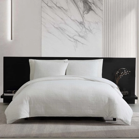 Vera Wang - Duvet Cover Set, Super Soft Textured Bedding with Matching Shams, Chic Room Essentials (Bark White, King)