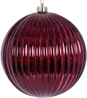 Vickerman 6" Burgundy Shiny Lined Mercury Ball Ornament, 4 per Bag.