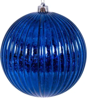 Vickerman 6" Midnight Blue Shiny Lined Mercury Ball Ornament, 4 per Bag.