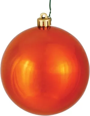 Vickerman Shiny Finish Shatterproof Christmas Ball Ornament, UV Resistant with Drilled Cap, 12 per Bag, 3", Burnish Orange